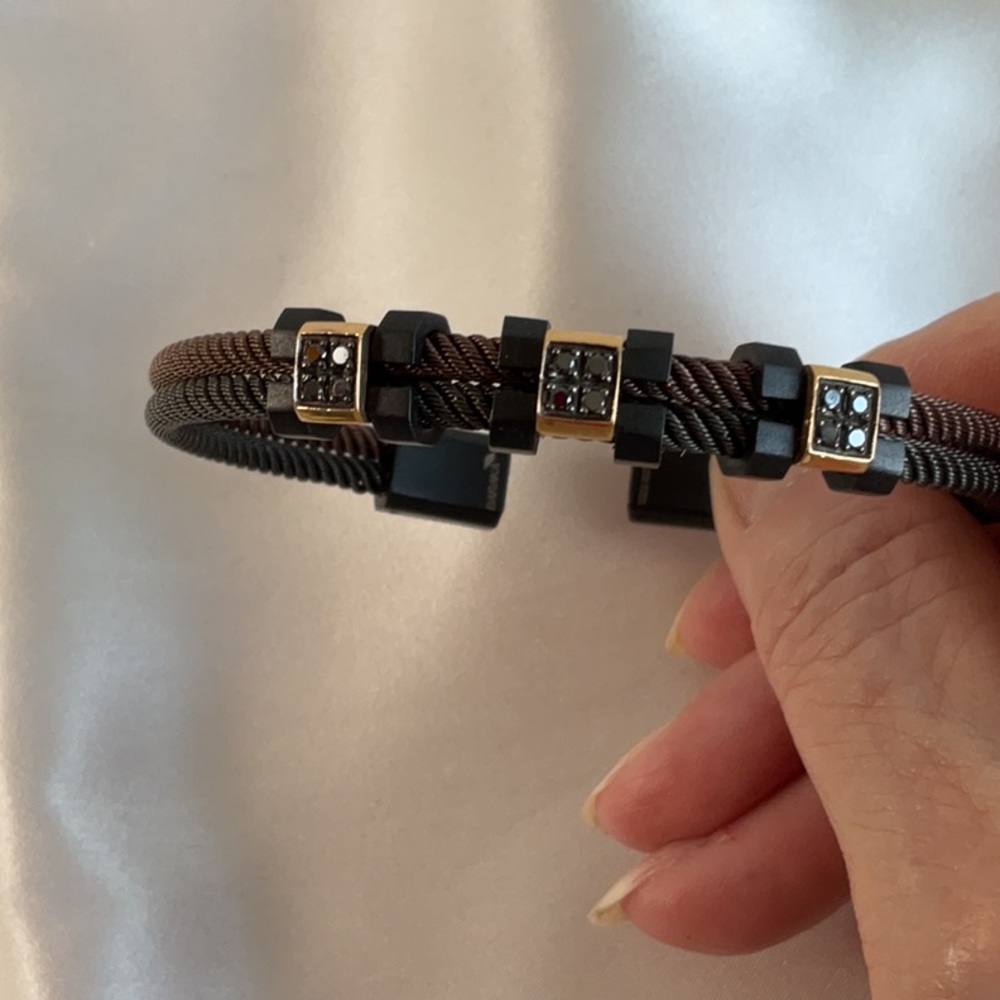 Brown and black diamond cable bracelet